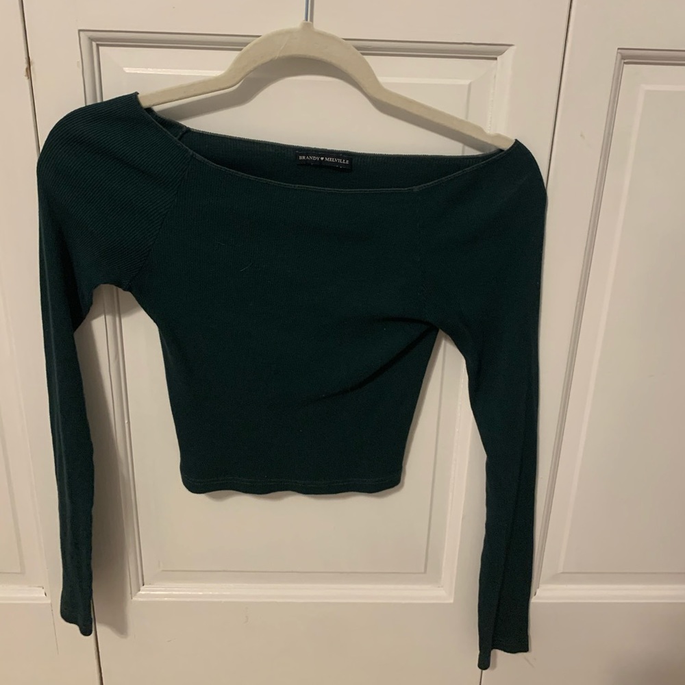 Green off the shoulder brandy Melville top